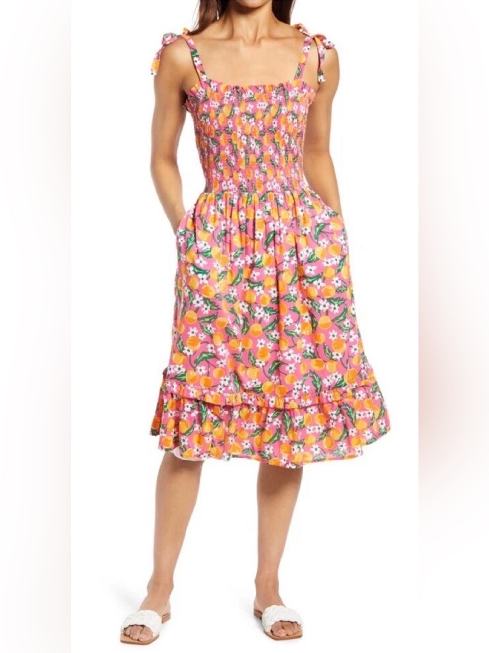 Draper James Taylor Smocked Dress Orange Blossom Pink (mix40)